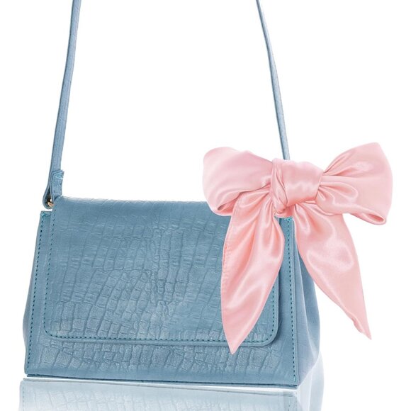 Women Light Pink Chiffon Square Ribbon Neck Scarf Satin Handkerchief Halloween - Picture 4 of 7